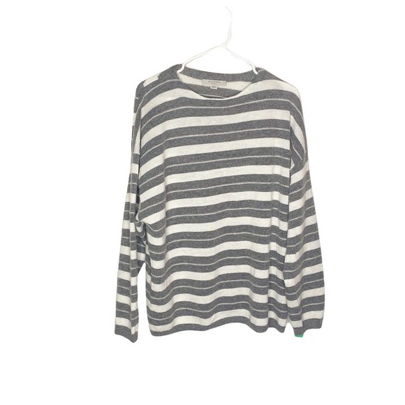 All saints Womens Cassia Jumper Gray White Stripe Boat Neck Wool Sweater… - Picture 2 of 11